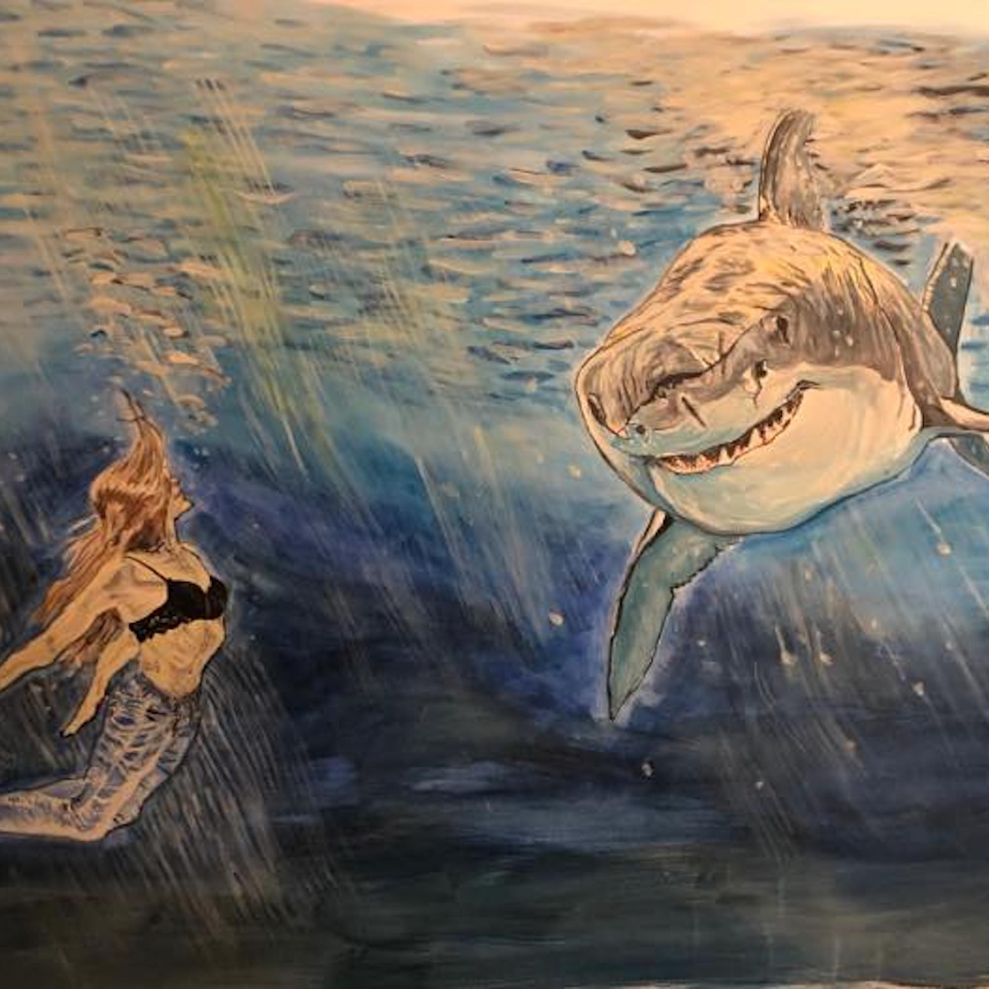 Haifisch und Frau